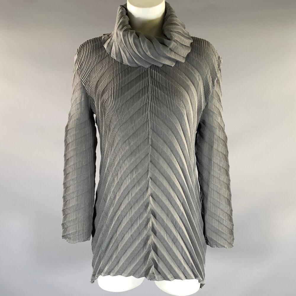 VANITE COUTURE Size One Size Grey Polyester Spandex Pleated Casual Top